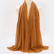 Load image into Gallery viewer, Light Soft Fashion Solid Scarf Crinkle Cotton Linen Wrap Shawl Hijab Muslim Woman Shawls Turban Islamic Clothing Head Wrap For Women