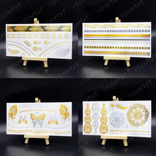 Load image into Gallery viewer, New Waterproof Temporary Tattoo Sticker Golden Silver Flower Jewelry Flash Fashion Different Design Tattoos For Womens