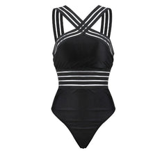Load image into Gallery viewer, Luxury Women Black Swimsuits Women High Neck One Piece Swimsuits For Women Mesh Bathing Suits Open Back Swimwear One Piece Swimwear For Lady High Neck Bandage Cross Back Swimming Suit Female Holiday Beachwear