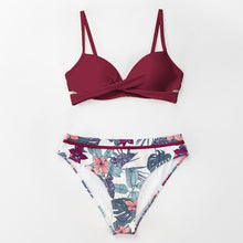 Load image into Gallery viewer, Push Up Floral Bikini Sets Women Two Pieces Swimsuits Women's Bathing Suits Push Up Halter Bandage Bikini Floral Printing Swim Bottoms Two Piece Swimsuits New Girl Beach Bathing Suits Swimwear