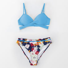 Load image into Gallery viewer, Push Up Floral Bikini Sets Women Two Pieces Swimsuits Women's Bathing Suits Push Up Halter Bandage Bikini Floral Printing Swim Bottoms Two Piece Swimsuits New Girl Beach Bathing Suits Swimwear