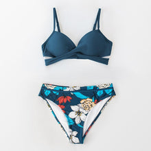 Load image into Gallery viewer, Push Up Floral Bikini Sets Women Two Pieces Swimsuits Women's Bathing Suits Push Up Halter Bandage Bikini Floral Printing Swim Bottoms Two Piece Swimsuits New Girl Beach Bathing Suits Swimwear