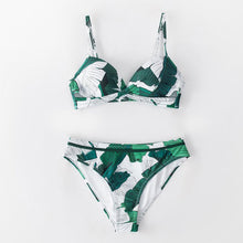 Load image into Gallery viewer, Push Up Floral Bikini Sets Women Two Pieces Swimsuits Women's Bathing Suits Push Up Halter Bandage Bikini Floral Printing Swim Bottoms Two Piece Swimsuits New Girl Beach Bathing Suits Swimwear