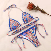 Load image into Gallery viewer, Fashion Swimwear Women Bikini Sets Women Lace Up Two Piece String Bikinis Beach Swimsuit Triangle Bathing Suit Side Tie Swimwear String Swimming Suit For Women Bathing Suit Micro Halter String Triangle Bikini