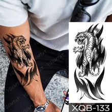 Load image into Gallery viewer, Elegant Black Waterproof Temporary Tattoo Sticker Lion Tiger Bear Flash Tattoos Leopard Wolf Colorful Big Tattoo Stickers For Mens Womens