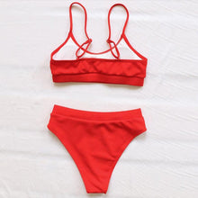 Load image into Gallery viewer, Swimwear Women Swimsuit Push Up Bikinis Fashion Women's Solid Color Bikini Pad Swimwear Swimsuit Beachwear Set Triangle Bikini Bathing Suits
