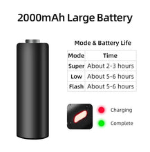 Load image into Gallery viewer, Bike Light Rainproof USB Rechargeable LED 2000mAh MTB Front Lamp Headlight Aluminum Ultralight Flashlight Super Bright Bicycle Front Headlight 5 Light Modes And Large Capacity Battery