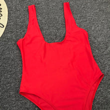 Load image into Gallery viewer, Luxury Black Female Swimsuit Vintage One Piece Ruffled Push Up Tummy Control Swimwear Halter One Piece Slimming Retro Swimsuit Women's Plus Size Push Up Bathing Suit Solid Red Swimwear Women Padded Bathing Suits