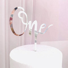 Load image into Gallery viewer, Acrylic One Cake Topper Top Cake One Cake Topper Birthday Cake Topper Double Sided For Anniversaries And Parties Birthday Party Cupcake Toppers Flags Wedding Baby Shower Supplies Lovely Baking Dessert Decorations
