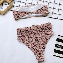 Load image into Gallery viewer, High Waist Bikini Black Swimwear Women Swimsuit High Leg Bikinis Set Women High Waist Bandeau Bikini Set Strapless 2 Piece Bathing Suit Swimsuits Tie Wrap Swimsuits Swimming for Bathing Suit Woman Swimsuits
