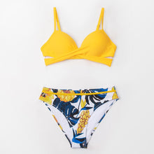Load image into Gallery viewer, Push Up Floral Bikini Sets Women Two Pieces Swimsuits Women's Bathing Suits Push Up Halter Bandage Bikini Floral Printing Swim Bottoms Two Piece Swimsuits New Girl Beach Bathing Suits Swimwear