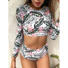 Load image into Gallery viewer, Surfing Swimsuit For Women Bikini Long Sleeve Swimwear Tiger Print Push Up Summer Bath Suit Two Piece Surfing Rash Guard Bikini Long Sleeve Swimsuit Set