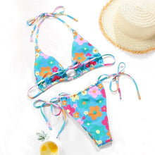 Load image into Gallery viewer, Bikini Swimsuit Solid Color Bikini Set Swimwear Bathing Suit Women Bikinis String Beach Women Two Piece Bikini Swimsuit Bathing Suits Halter Triangle Tops String Bikini Sets