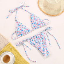 Load image into Gallery viewer, Bikini Swimsuit Solid Color Bikini Set Swimwear Bathing Suit Women Bikinis String Beach Women Two Piece Bikini Swimsuit Bathing Suits Halter Triangle Tops String Bikini Sets