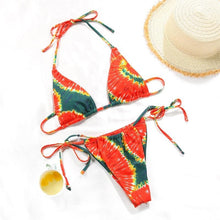 Load image into Gallery viewer, Bikini Swimsuit Solid Color Bikini Set Swimwear Bathing Suit Women Bikinis String Beach Women Two Piece Bikini Swimsuit Bathing Suits Halter Triangle Tops String Bikini Sets