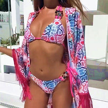 Load image into Gallery viewer, Luxury Purple Halter Crystal Diamond Bikini Female Swimsuit Women Swimwear Rhinestone Bikini Set Bathing Suit Women's Swimwear Rhinestone Halter Low Waist Tie Side Bikini Set 2 Pieces Crystal Diamond Swimsuit
