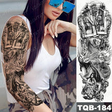 Load image into Gallery viewer, Full Arm Temporary Tattoos 8 Sheets and Half Arm Shoulder Waterproof Tattoos Elegant Large Lion Sleeve Sticker Tattoo Waterproof Temporary Big Wolf Tatoos For Men and Women