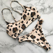 Load image into Gallery viewer, Leopard Bikini Women Swimwear Female Swimsuit Women Two Pieces Scalloped Bikini Set Swimsuits Bathing Suit Two-pieces Bikini Set Bather Bathing Suit