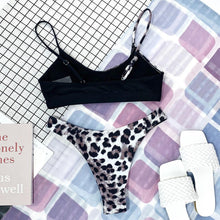 Load image into Gallery viewer, Leopard Bikini Women Swimwear Female Swimsuit Women Two Pieces Scalloped Bikini Set Swimsuits Bathing Suit Two-pieces Bikini Set Bather Bathing Suit