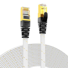 Load image into Gallery viewer, CAT7 Ethernet Cable 10G 600MHz Shielded Flat RJ45 Internet Network Patch Cord Fast LAN Wire Network Gold Plated Lead Polyester Braided For Gaming
