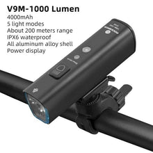 Load image into Gallery viewer, Bike Light Rainproof USB Rechargeable LED 2000mAh MTB Front Lamp Headlight Aluminum Ultralight Flashlight Super Bright Bicycle Front Headlight 5 Light Modes And Large Capacity Battery