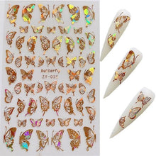 Load image into Gallery viewer, Gold 3D Nail Sticker Curve Stripe Lines Nails Stickers Gradient Adhesive Striping Tape Nail Foil Nail Art Stickers Decals Silver Strip Line Nail Decal Self-Adhesive 3D Wave Decal Decoration Metallic Curve Design Decoration for Women Girls