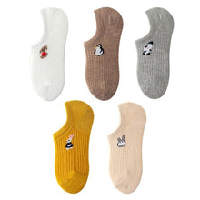 Load image into Gallery viewer, 5 Pairs Kawaii Cute Animal Print Socks Set Invisible Happy Fashion Ankle Funny Socks Set Girl Cotton Summer Silicone Non-slip Boat Socks Ankle Socks For Men And Women