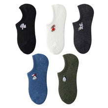 Load image into Gallery viewer, 5 Pairs Kawaii Cute Animal Print Socks Set Invisible Happy Fashion Ankle Funny Socks Set Girl Cotton Summer Silicone Non-slip Boat Socks Ankle Socks For Men And Women