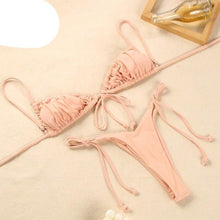 Load image into Gallery viewer, Halter Bikinis Swimsuit String Bikini Swimsuit for Women Triangle Tie Side Adjustable Swimsuit Bathing Suit 2 Piece Set New 2 Piece Swimwear High Cut Bikini Set Print Bandage Beachwear