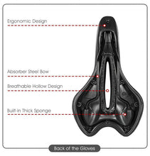 Load image into Gallery viewer, Bike Saddle Mountain Road Bike Seat PU Leather Gel Filled Cycling Cushion Comfortable Shockproof Bicycle Saddle Seat Cushion For Men Comfort Bike Saddle Anti-Slip Bicycle Saddle Waterproof Bicycle Seat For Mountain Bike Seat