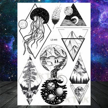 Load image into Gallery viewer, Realistic Black Temporary Small Big Tattoos Space Planets Animals Tatoos Waterproof Face Hands Tattoos For Girls Mens