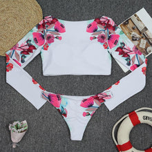 Load image into Gallery viewer, Surfing Swimsuit For Women Bikini Long Sleeve Swimwear Tiger Print Push Up Summer Bath Suit Two Piece Surfing Rash Guard Bikini Long Sleeve Swimsuit Set