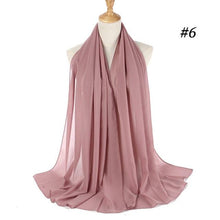 Load image into Gallery viewer, Winter Fashion Long Solid Color Soft Muslim Bubble Chiffon Hijab Scarf Shawls Hijab Elegant Scarf Wrap Lightweight Islamic Head Wear Escharpe Shawls Headband Wraps Lightweight Head Scarves Ladies Hijabs For Women