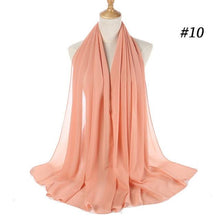 Load image into Gallery viewer, Winter Fashion Long Solid Color Soft Muslim Bubble Chiffon Hijab Scarf Shawls Hijab Elegant Scarf Wrap Lightweight Islamic Head Wear Escharpe Shawls Headband Wraps Lightweight Head Scarves Ladies Hijabs For Women