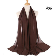 Load image into Gallery viewer, Winter Fashion Long Solid Color Soft Muslim Bubble Chiffon Hijab Scarf Shawls Hijab Elegant Scarf Wrap Lightweight Islamic Head Wear Escharpe Shawls Headband Wraps Lightweight Head Scarves Ladies Hijabs For Women