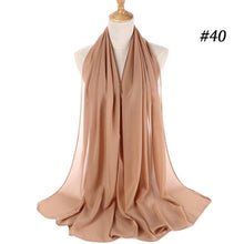 Load image into Gallery viewer, Winter Fashion Long Solid Color Soft Muslim Bubble Chiffon Hijab Scarf Shawls Hijab Elegant Scarf Wrap Lightweight Islamic Head Wear Escharpe Shawls Headband Wraps Lightweight Head Scarves Ladies Hijabs For Women