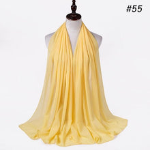Load image into Gallery viewer, Winter Fashion Long Solid Color Soft Muslim Bubble Chiffon Hijab Scarf Shawls Hijab Elegant Scarf Wrap Lightweight Islamic Head Wear Escharpe Shawls Headband Wraps Lightweight Head Scarves Ladies Hijabs For Women