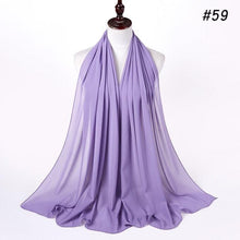 Load image into Gallery viewer, Winter Fashion Long Solid Color Soft Muslim Bubble Chiffon Hijab Scarf Shawls Hijab Elegant Scarf Wrap Lightweight Islamic Head Wear Escharpe Shawls Headband Wraps Lightweight Head Scarves Ladies Hijabs For Women