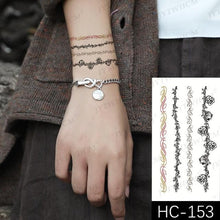 Load image into Gallery viewer, Elegant Small Waterproof Temporary Tattoo Sticker Makeup Flame Finger Black Square Rose Flower High Quality Design For Womens
