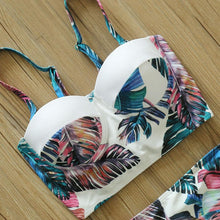 Load image into Gallery viewer, High Waist Bikini Set Push Up Bandage Bikini Swimwear Women Two Pieces Swimsuit Strappy Women High Waist Bikini Set Athletic Two Piece Swimsuit Sporty Scoop Neck Bathing Suit For Teen Girls With Shorts