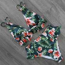 Load image into Gallery viewer, Women Summer High Waist Ruffle Bikini Set Swimwear Women Lady Floral Female Push Up Swimsuit Summer Beach Wear Bikini Pure Color Bikini Charming Ruffled Bra And Bottom Swimsuits