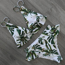Load image into Gallery viewer, Women Summer High Waist Ruffle Bikini Set Swimwear Women Lady Floral Female Push Up Swimsuit Summer Beach Wear Bikini Pure Color Bikini Charming Ruffled Bra And Bottom Swimsuits