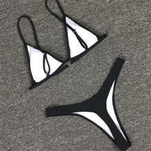 Load image into Gallery viewer, Bikini Set Swimsuit Small Cup High Cut Style Beach Solid Black White Micro Swimwear Thong Bikinis Women's Micro String Bikini Swimsuits Padded High Cut Bathing Suits