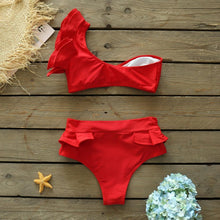 Load image into Gallery viewer, Two-Pieces Women Floral Push-Up Padded Bra Ruffles Bikini Set Swimsuit Swimwear Bathing Suit Beachwear Floral Printed Swimsuit Knotted String Triangle Bikini Tie Side High Cut Cheeky Bikini Set