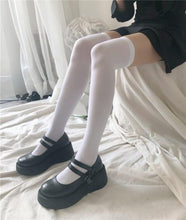 Load image into Gallery viewer, Cute Black White Velvet Warm Long Socks Solid Color Knee High Female Socks Fashion Nylon Stockings For Women