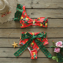 Load image into Gallery viewer, Two-Pieces Women Push-Up Padded Bra Ruffles Bandage Bikini Set Swimsuit Women's Bathing Suits Ruffles Flounce Bikini Sets Low Rise Two Piece Swimsuit Swimwear Bathing Suit Beachwear
