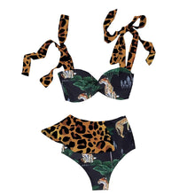 Load image into Gallery viewer, Two-Pieces Women Push-Up Padded Bra Ruffles Bandage Bikini Set Swimsuit Women's Bathing Suits Ruffles Flounce Bikini Sets Low Rise Two Piece Swimsuit Swimwear Bathing Suit Beachwear