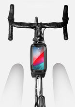 Load image into Gallery viewer, Black Bike Bag Frame Front Top Tube Cycling Bag Waterproof Phone Case Touchscreen Bag Pack Bicycle Accessories Bike Bicycle Bag Waterproof Bike Phone Mount Bag Front Frame Top Tube Handlebar Bag Touch Screen Holder Case For Cell Phones 6.6in