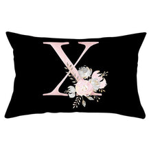 Load image into Gallery viewer, New Light Letter Flower Pillow Covers Alphabet Decorative Pillow Cases ABC Letter Flowers Cushion Covers Black Plush Pillow Case Super Soft Living Room Decorative Cushion Cover Elegant Soft Design 30x50cm