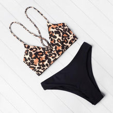Load image into Gallery viewer, Women Leopard Print Swimsuit Women's Bikini One Shoulder Top High Waist Bottom Two Piece Swimsuits Women Push Up Bikini Set One Shoulder Beachwear Summer Leopard Bathing Suit High Waist Swimwear For Women
